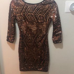 Sequence black and brown dress.